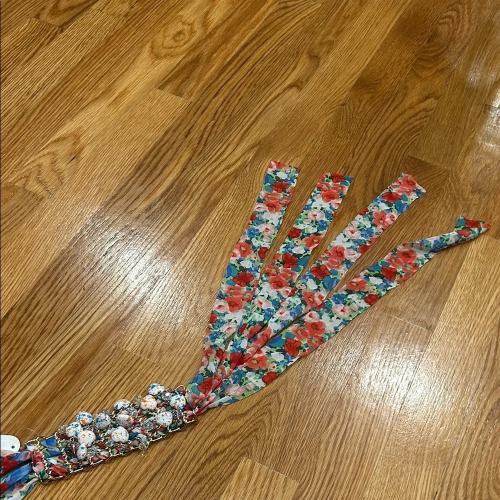 Icon collection Floral Scarf choker necklace with Beaded Accent new w tags